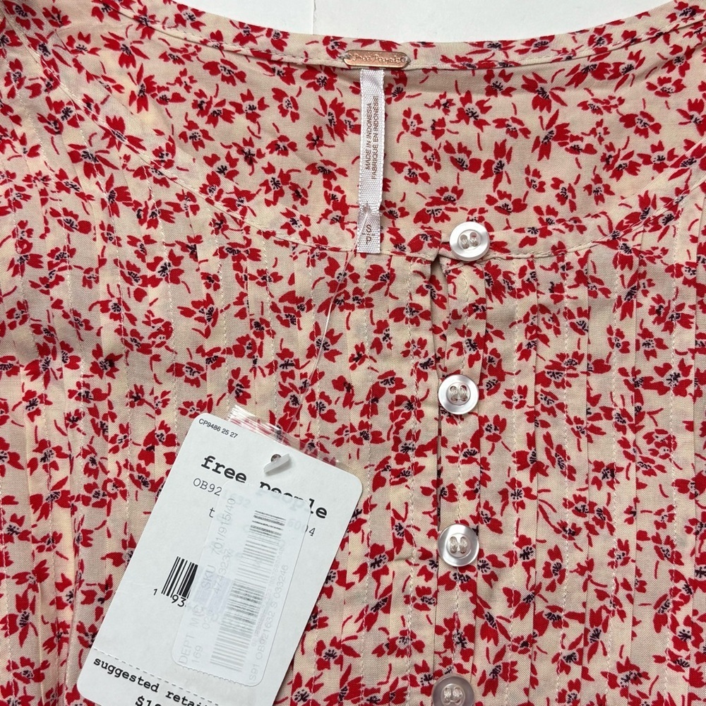 NWT Free People One Fine Day Mini Dress in Tea Combo Size S Red Floral Print - Picture 11 of 14